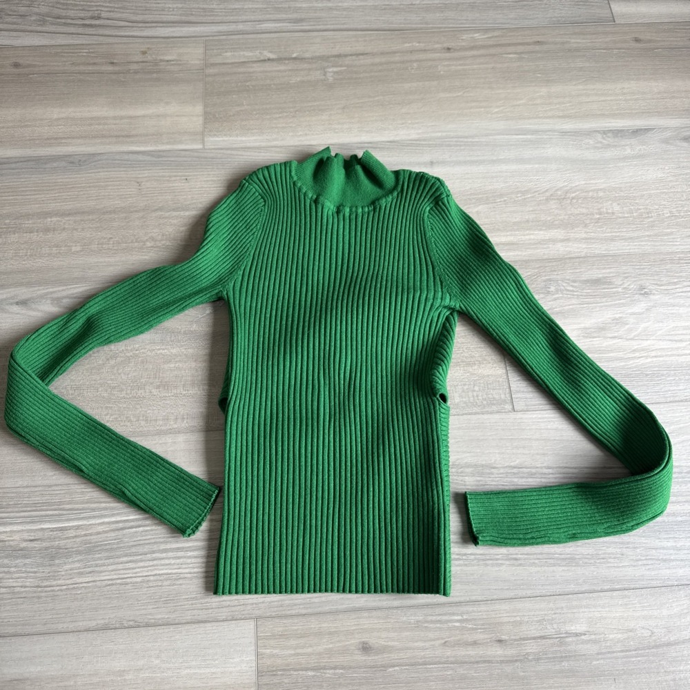 Lulus Green Open Back Mock Neck Sweater Womens Size Small Long Sleeve NWT